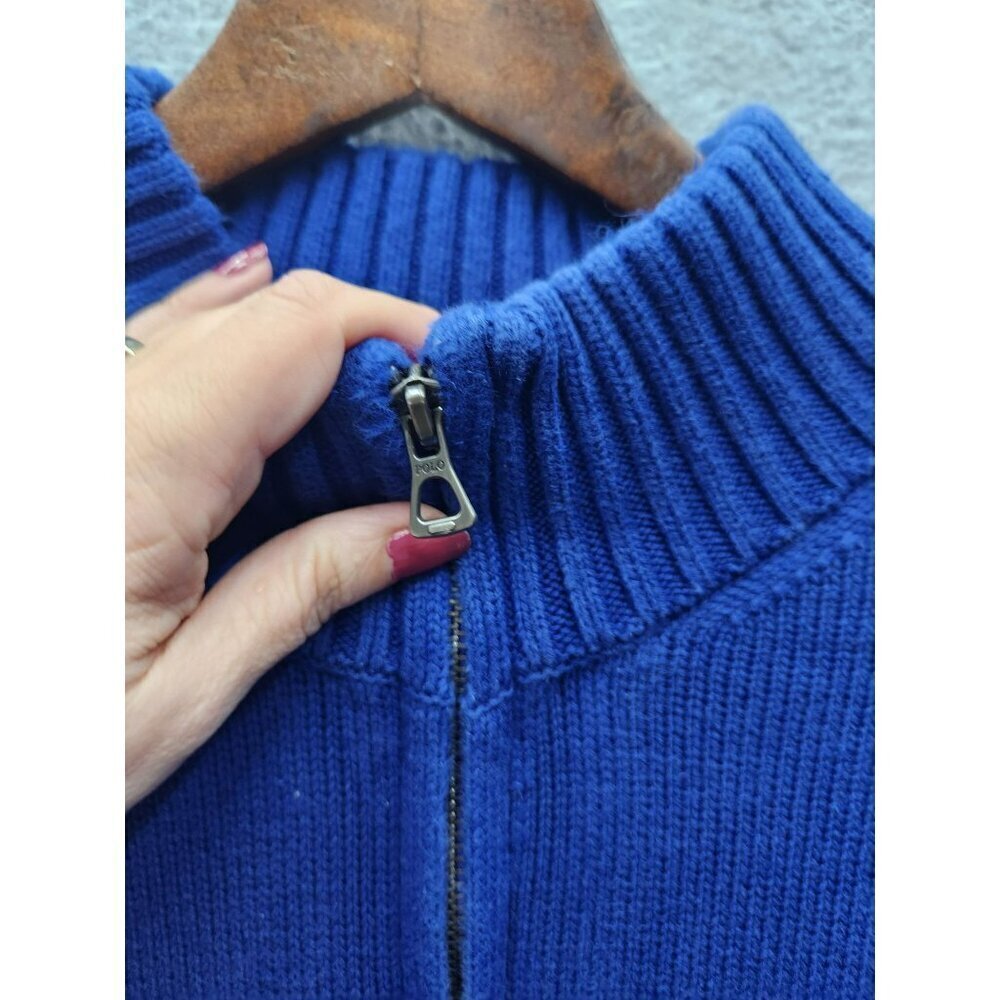 Polo Ralph Lauren Mens Blue Half-Zip Sweater XXL 100% Cotton Ribbed Collar & Cuf - Picture 3 of 7